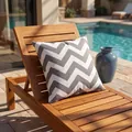 Waterproof outdoor square pillowcase featuring a stylish grey and white chevron pattern - Grey Wave Pattern