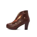 Side view of brown retro Western ankle boots with star embroidery and thick heel. - 40 / Dark Brown