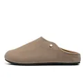 Premium men's Birkenstock-style suede mules in taupe with elegant side rivet detail - 39 / Sand
