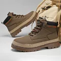 Brown high-top Martin work boots with waterproof leather and thick non-slip soles - 39 / Brown