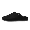 Black breathable Birkenstock-style mule shoe with minimalist felt upper and metal detail - 39 / Black