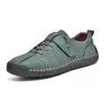 Mocassins décontractés hommes cousus main en vert sarcelle avec semelle caoutchouc durable - 38 / Vert