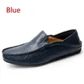 Mocasines de cuero azul para hombre, zapatos de conducción casuales con textura - 37 / Estilo de Cuero Sintético / Azul