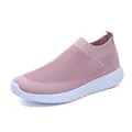 Close-up view of pink breathable mesh mesh sneakers for women with flexible white sole - 35 / Pink