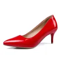 Elegant red patent leather pointed-toe pumps with a 6cm stiletto heel for brides - 34 / Red