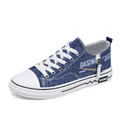 Sneakers casual in tela denim blu da ragazzo con lacci bianchi e suole in gomma - 39 / Stile Blu Denim (WZ350) / Blu