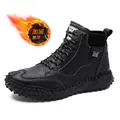 Botas Martin negras para hombre con forro de felpa cálida y cuello elástico estilo calcetín - 38 / Estilo con Forro de Felpa / Negro