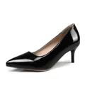 Elegant classic black patent leather pointed-toe stiletto pumps with a 6cm high heel. - 34 / Black