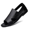 Sandales haut de gamme en cuir de vachette noir pour hommes avec semelle souple antidérapante - 37 / Style Romain à Sangles Croisées (2828-7) / Noir