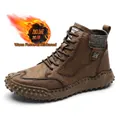 Botas Martin para hombre forradas de vellón marrón con un cómodo cuello de calcetín tejido - 38 / Estilo con Forro de Felpa / Marrón