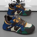 Sneakers chunky da uomo con design color-block rétro e suole spesse per un look trendy. - 39 / blu-verde