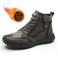Botas de hombre cálidas forradas de vellón con cuello de punto en gris - 38 / Estilo con Forro de Felpa / Gris