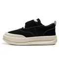 Herren Low-Top Plateau-Slipper in Schwarz aus Canvas mit dicker cremefarbener Sohle - 39 / Schwarz
