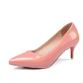 Elegant pink patent leather high heel pumps with 6cm pointed toe for wedding attire - Pink