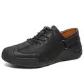 Chaussures décontractées pour hommes en cuir noir de qualité avec un design slip-on confortable. - 38 / Noir