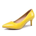 Elegant yellow patent leather pointed toe high heel pumps featuring a sleek 6cm stiletto heel - Yellow