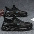 Men's breathable black mesh running shoes with hollow-out design for summer comfort - 45 / Black
