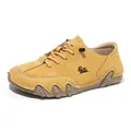 Yellow leather casual shoe for men featuring octopus wave sole and ram logo accent - 36 / Yellow