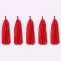 Five vibrant red paper tassels for elegant wedding and birthday party decorations - 5 Pieces / Red