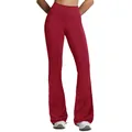 High-waist flared yoga pants in deep red cloud-feel fabric for gym and running workouts - Cherry Red