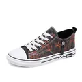 Sneaker basse in tela alla moda con motivo a schizzi arancioni e cerniera laterale - 39 / Stile Nero Denim (WZ352) / Nero Denim