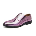 Large size men's metallic purple mirror finish formal oxford shoes for performances - 38 / Pink
