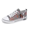 Sneakers in tela grigia traspirante da uomo con motivi arancioni e cerniera laterale - 39 / Stile Grigio Denim (WZ352) / Grigio denim