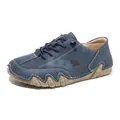 Men's navy blue wide-fit low-top casual shoes featuring a unique textured octopus sole - 36 / Dark Blue