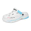 Breathable white beach clogs for men featuring blue accents and a versatile adjustable strap - 38-39 / White (S1802)