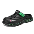 Men's breathable outdoor sports clogs in black and neon green for summer beach wear - 38-39 / Black (S1803)
