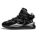 Stylish black and silver high-top chunky sneakers for men, breathable and comfortable. - 39 / Black