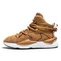 Men's brown high-top casual sneakers with woven texture and decorative rope laces - 39 / Camel