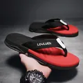 Modische rot-schwarze Herren-Flip-Flops mit dicker, rutschfester Sohle für den Strand - Größe 39 / 226 Stil (902834) / Rot