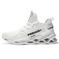 Lightweight breathable white athletic sneaker for men with unique hollow-out blade sole - 36 / White