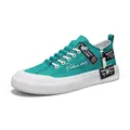 Teal canvas sneakers for men featuring a thick white anti-slip platform sole - 39 / Lake Blue