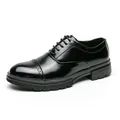 Klassischer schwarzer Herren Leder-Brogue-Schuh mit Schnürung und bequemer Gummisohle - 38 / 2885 Stil (2885) / Schwarz