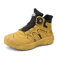 Yellow leather winter Martin boots with warm lining and convenient rotary buckle - 39 / Regular / Yellow