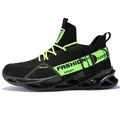 Lightweight black and neon green athletic sneakers for men in oversized variants - 36 / Black Green