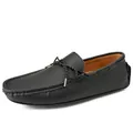 Mocassins classiques en cuir noir pour hommes avec détail de nœud et semelle plate souple - 38 / Mocassins Classiques (8099) / Noir