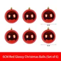 Set of 6 glossy red Christmas ball ornaments with 6cm diameter for festive decor - 6cm (Pack of 6) / Shiny Red