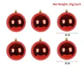 Set of 6 glossy red 8cm Christmas baubles for festive holiday hanging decorations - 8cm (Pack of 6) / Shiny Red