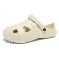 Cremefarbene Herren-Sandalen für den Sommer mit strukturierter Sohle und doppeltem Gurt - 36 / Khaki