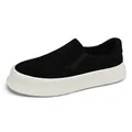 Scarpe slip-on da uomo in camoscio nero con suola spessa stile casual Harajuku sportivo - 39 / Nero