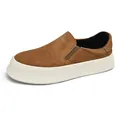 Sneakers slip-on da uomo in camoscio marrone con spessa suola platform bianca e stile - 39 / Cammello