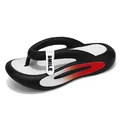 Schwarz-weiße EVA-Flip-Flops für Herren mit rotem Farbverlauf und Smile-Dekorationsclip - 36 / Schwarz