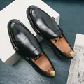 Elegante zwarte lederen schoenen met dubbele gesp en dikke zool voor zakelijk kantoor - 38 / Zwart