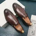 Klassieke heren bruine dubbele gespschoenen met dikke zool voor zakelijk gebruik - 38 / Bruin