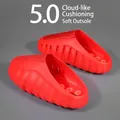 Vibrant red thick-sole slippers featuring ultra-soft cushioning for daily casual comfort. - Red / 36