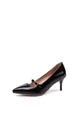 Elegantes zapatos Mary Jane negros de punta con tacón medio y cierre de hebilla - 34 / Negro