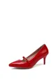 Elegantes zapatos rojos de charol con punta fina y una correa estilo Mary Jane - 34 / Rojo